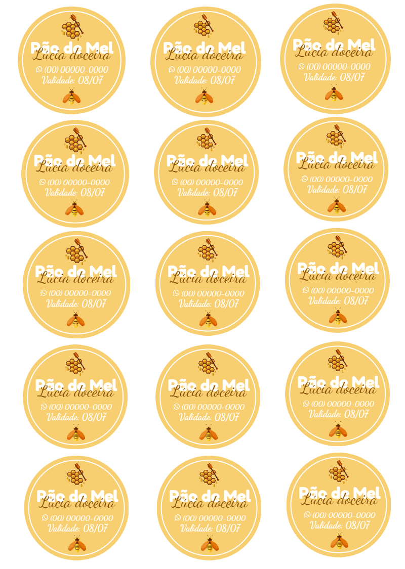 Adesivo para Pão de Mel com Abelha para Editar Online Adesivo para Pão de Mel com Abelha para Editar Online