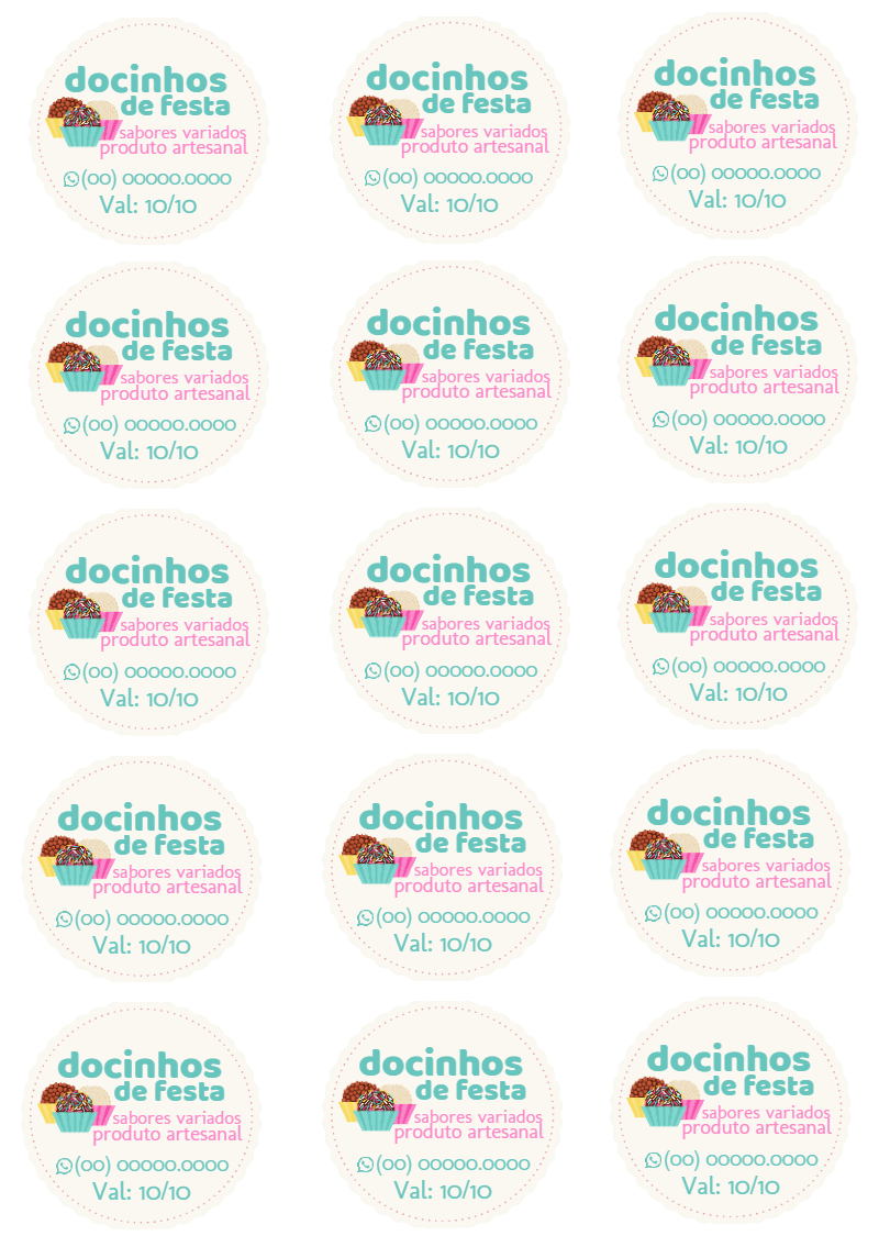 Adesivo para Docinhos de Festa para Editar Online Adesivo para Docinhos de Festa para Editar Online