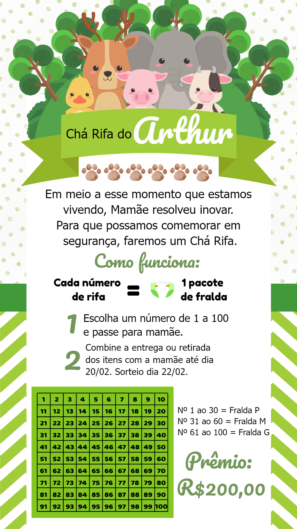 Convite Chá Rifa Safari Baby com Animais para Editar Online Convite Chá Rifa Safari Baby com Animais para Editar Online