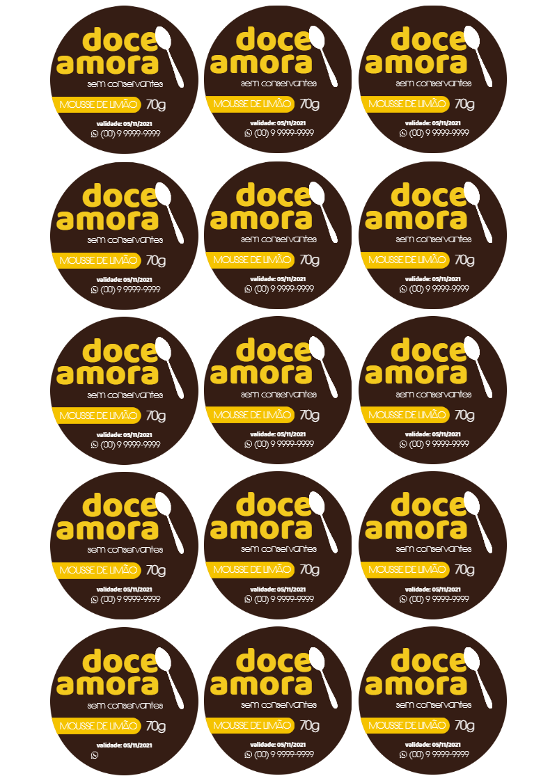 Adesivo para Mousse e Doces para Pote para Editar Online Adesivo para Mousse e Doces para Pote para Editar Online