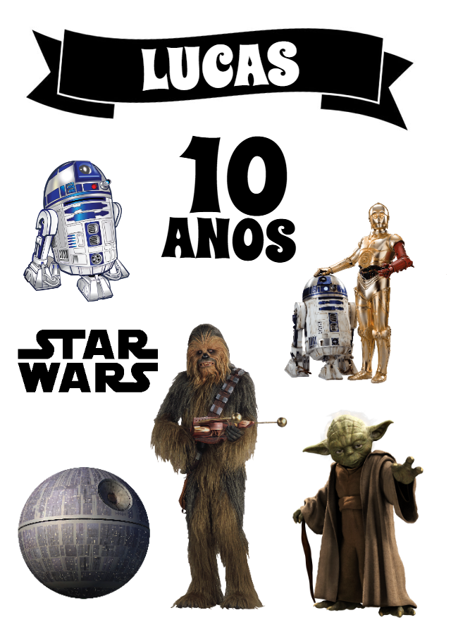 Topo de Bolo Star Wars com Personagens para Editar Online Topo de Bolo Star Wars com Personagens para Editar Online