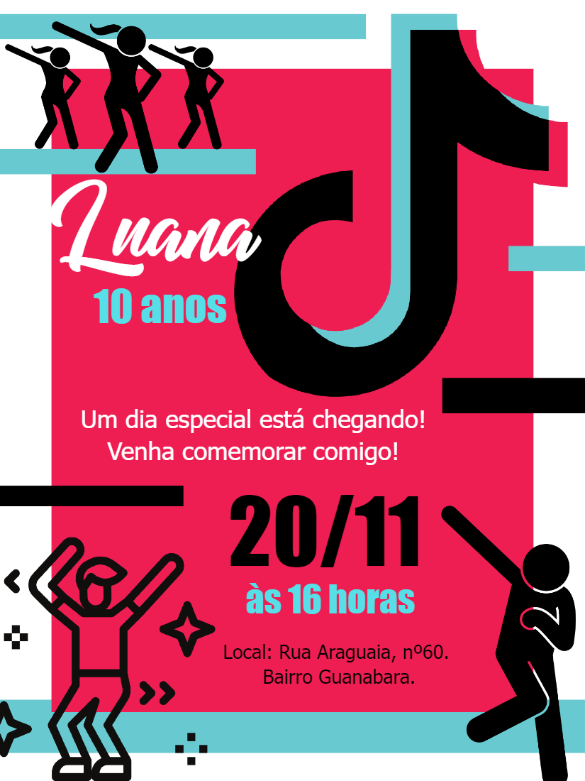 Convite de Aniversário Tik Tok Moderno para Editar Online Convite de Aniversário Tik Tok Moderno para Editar Online