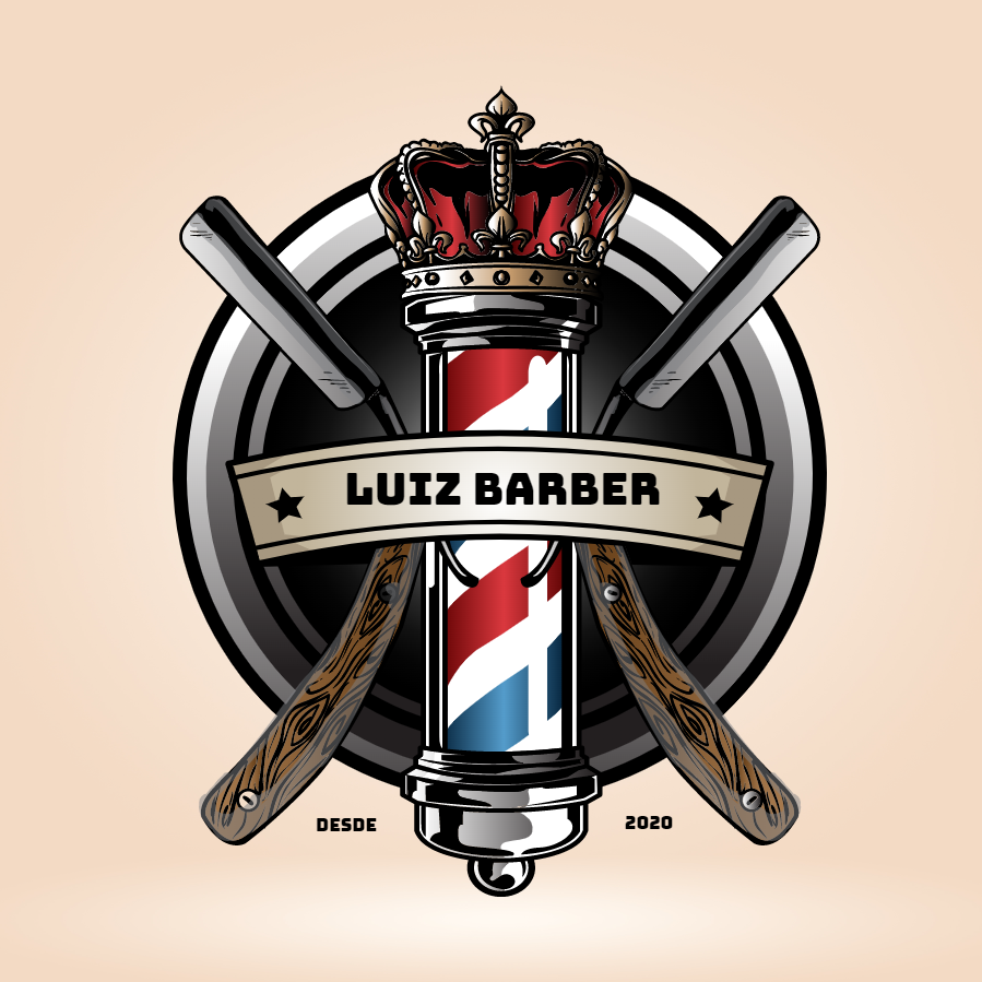 Logo Barbearia com Coroa e Navalha para Editar Online Logo Barbearia com Coroa e Navalha para Editar Online