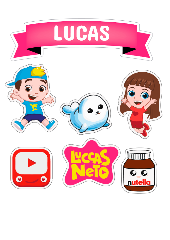 Topo de Bolo Luccas Neto com Personagens para Editar e Imprimir Topo de Bolo Luccas Neto com Personagens para Editar e Imprimir