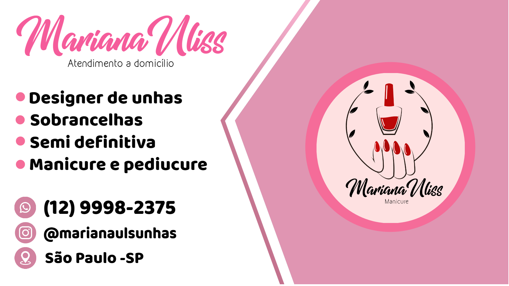 Cartão de Visita Manicure Profissional para Editar Online Cartão de Visita Manicure Profissional para Editar Online
