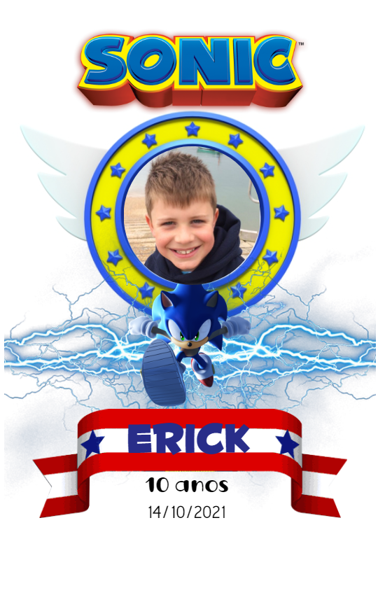 Arte para Copo Aniversário Sonic com Foto para Editar Online Arte para Copo Aniversário Sonic com Foto para Editar Online