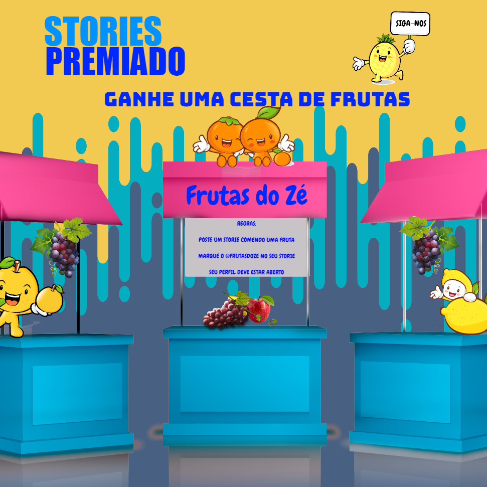 Arte Sorteio Barraca de Frutas com Desenhos para Editar Online