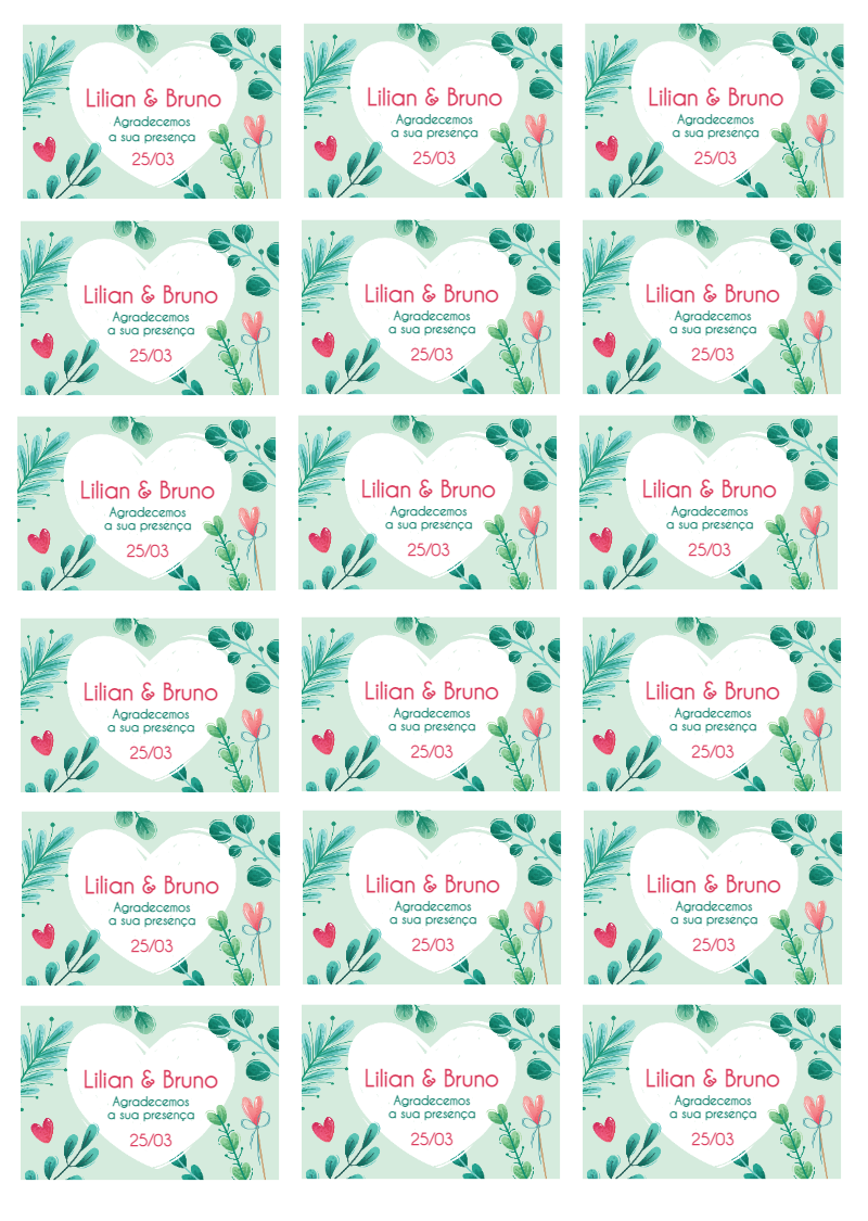 Tag de Agradecimento Casamento Floral para Editar Online