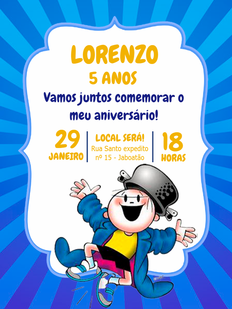 Convite de Aniversário Menino Maluquinho para Editar Online Convite de Aniversário Menino Maluquinho para Editar Online