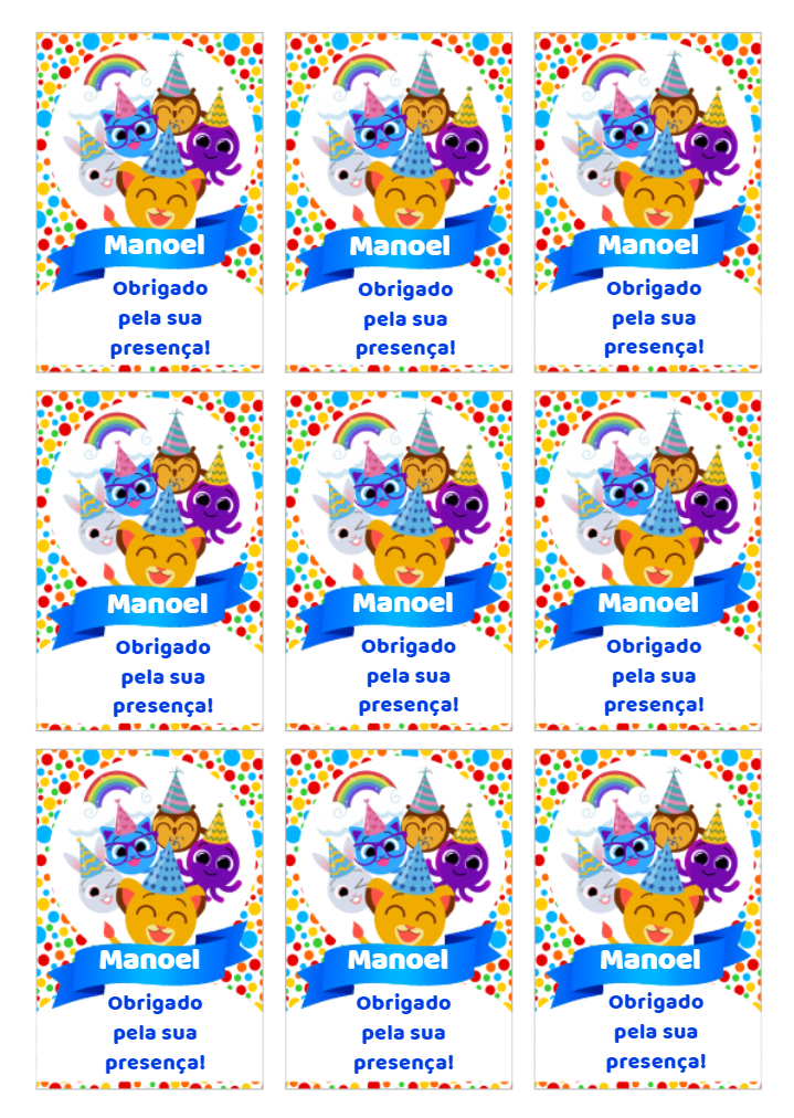 Tag Aniversário Bolofofos para Editar e Imprimir Tag Aniversário Bolofofos para Editar e Imprimir