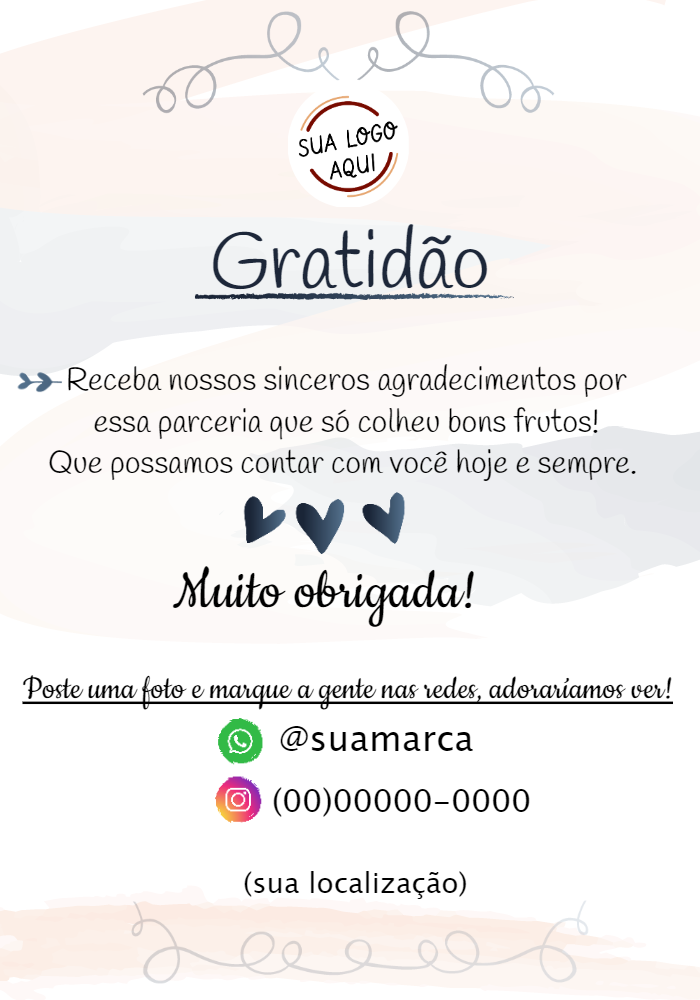 Cartão de Agradecimento pela Compra Editável Online Cartão de Agradecimento pela Compra Editável Online