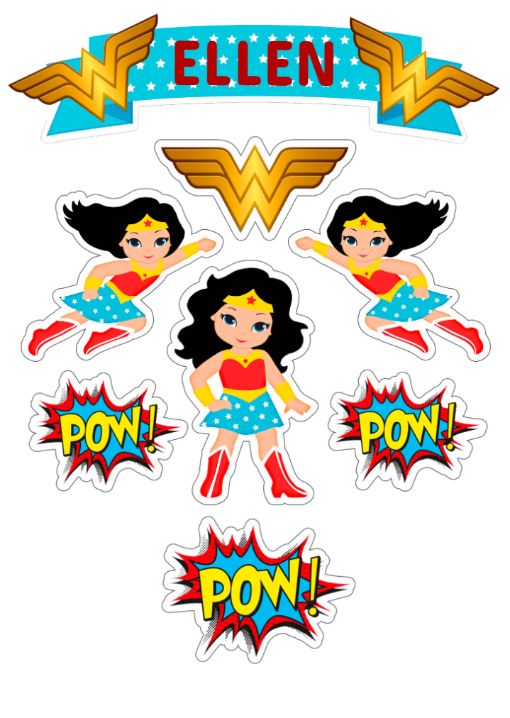 Topo de Bolo Mulher Maravilha para Editar e Imprimir Topo de Bolo Mulher Maravilha para Editar e Imprimir