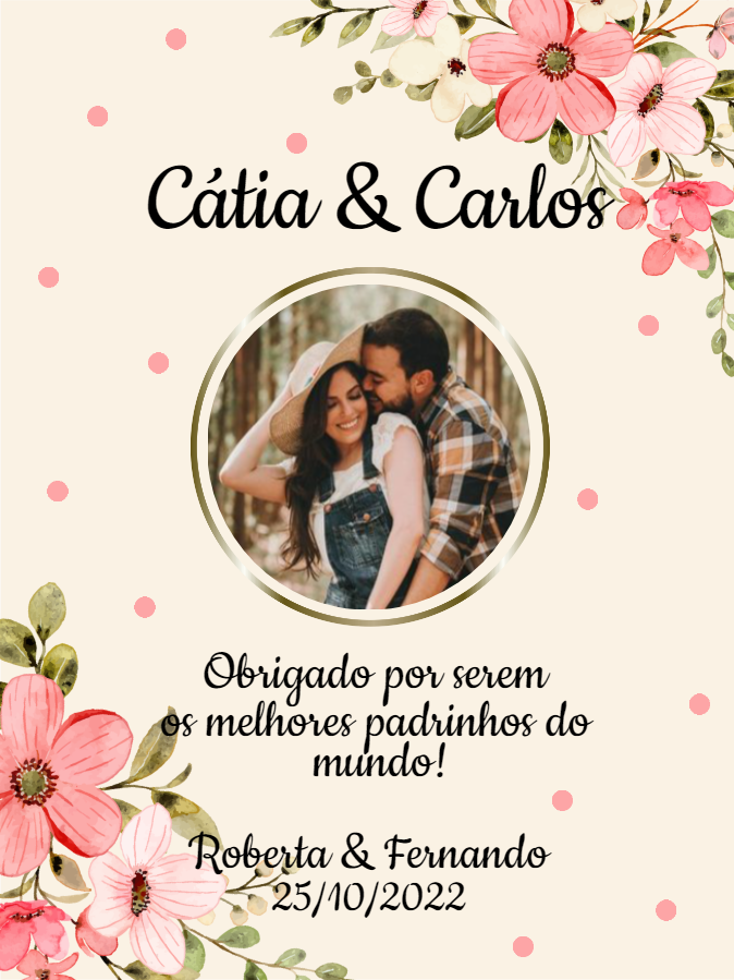 Cartão para Padrinhos de Casamento com Foto para Editar Online Cartão para Padrinhos de Casamento com Foto para Editar Online