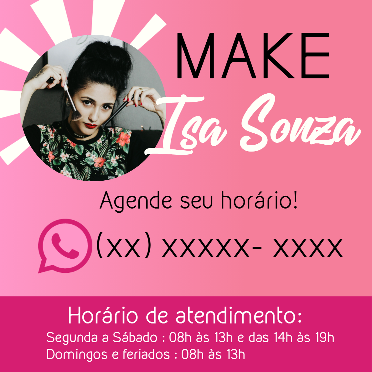 Arte Editável para Maquiadora com Foto para Divulgar Arte Editável para Maquiadora com Foto para Divulgar