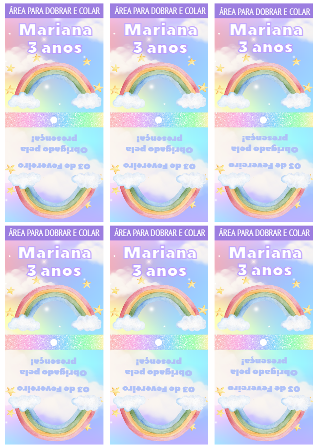 Capa de Pirulito Aniversário Arco-Íris Pastel para Editar Capa de Pirulito Aniversário Arco-Íris Pastel para Editar