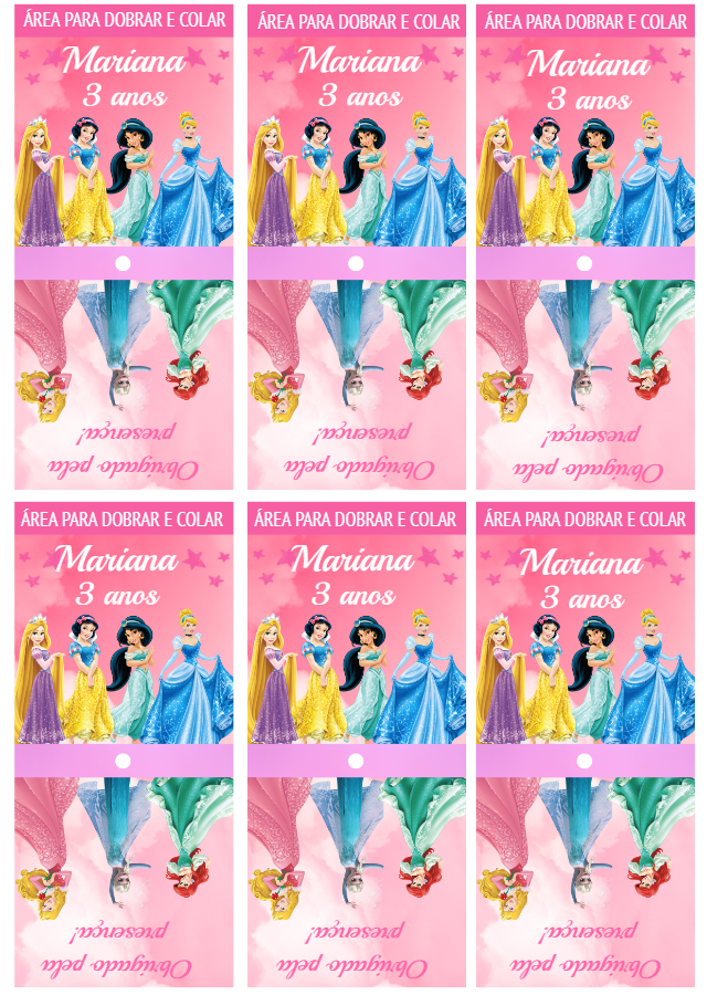 Capa para Pirulito Festa Princesas para Editar e Imprimir Capa para Pirulito Festa Princesas para Editar e Imprimir