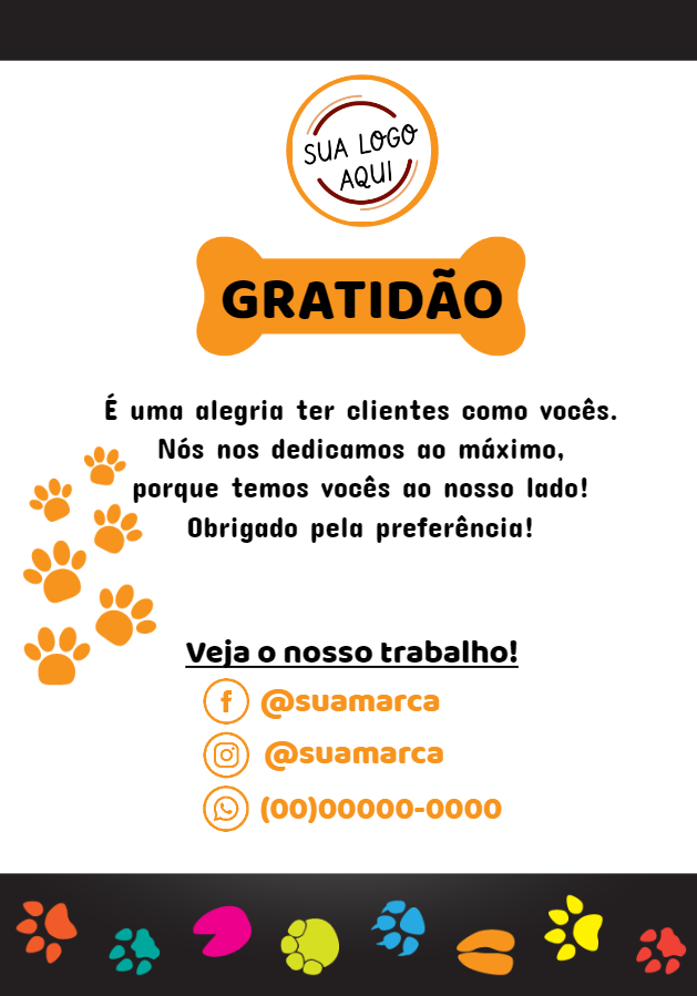 Cartão de Agradecimento Pet Shop Editável para Clientes Cartão de Agradecimento Pet Shop Editável para Clientes