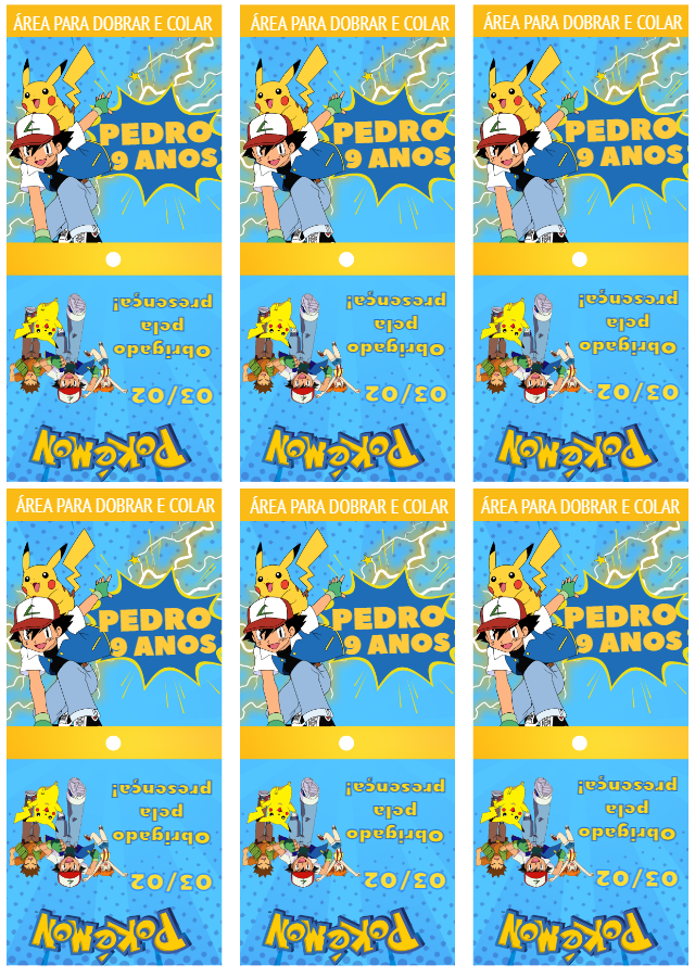 Rótulo para Pirulito Pokémon Editável para Festa de Aniversário Rótulo para Pirulito Pokémon Editável para Festa de Aniversário