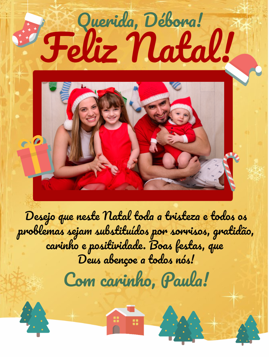 Cartão de Natal com Foto Personalizada para Editar Online Cartão de Natal com Foto Personalizada para Editar Online