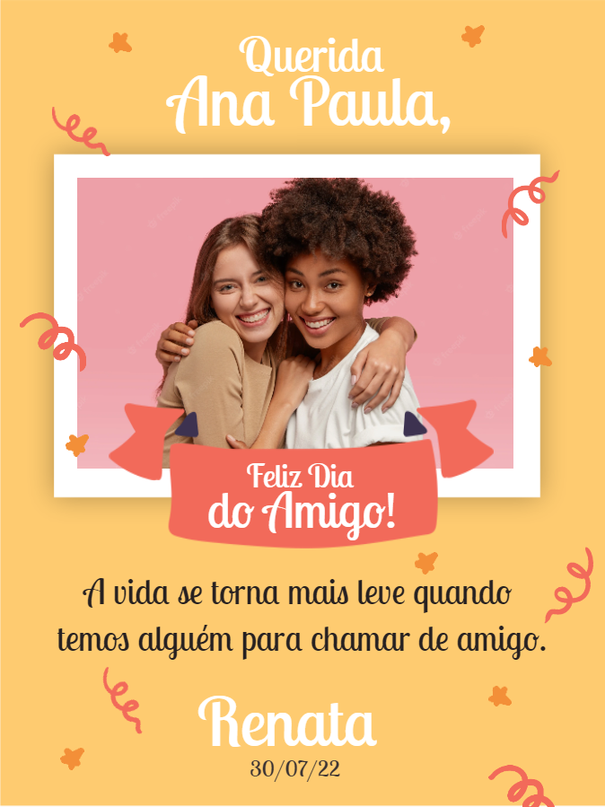 Cartão de Dia do Amigo com Foto para Editar Online Cartão de Dia do Amigo com Foto para Editar Online