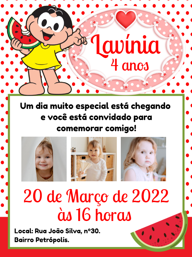 Convite Aniversário Magali com Fotos para Editar Online Convite Aniversário Magali com Fotos para Editar Online