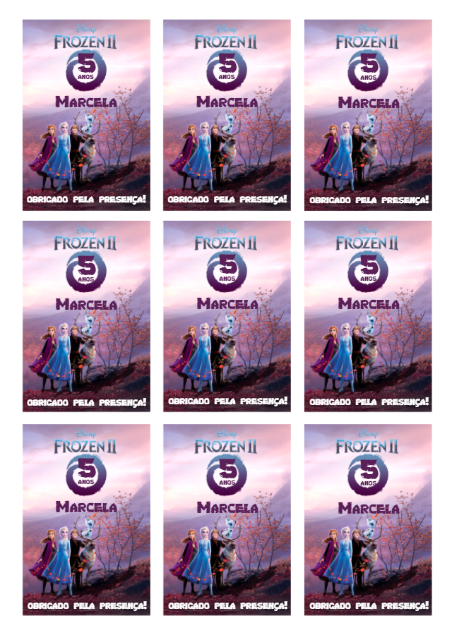 Tag de Aniversário Frozen 2 Editável para Lembrancinha Tag de Aniversário Frozen 2 Editável para Lembrancinha