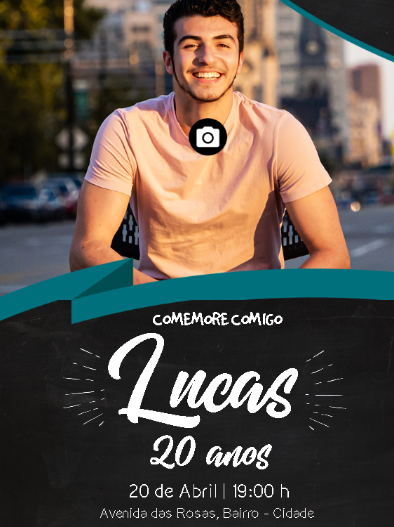 Convite de Aniversário Masculino com Foto para Editar Online Convite de Aniversário Masculino com Foto para Editar Online