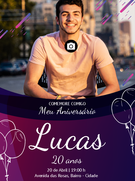 Convite de Aniversário Masculino com Foto para Editar Online