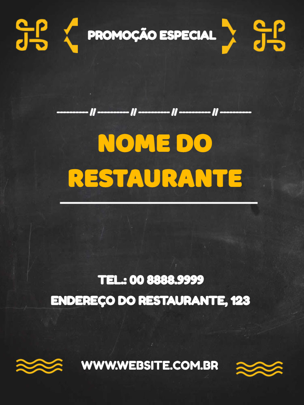 Folheto de Restaurante Moderno Preto e Amarelo para Editar Folheto de Restaurante Moderno Preto e Amarelo para Editar