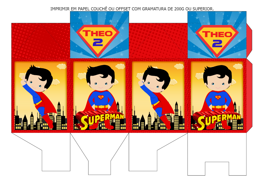 Caixa Milk Superman Editável Online para Festa de Aniversário Caixa Milk Superman Editável Online para Festa de Aniversário