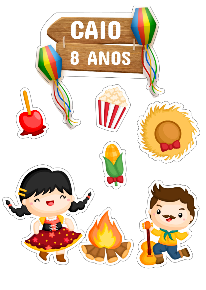 Topo de Bolo Festa Junina com Elementos para Editar Online Topo de Bolo Festa Junina com Elementos para Editar Online