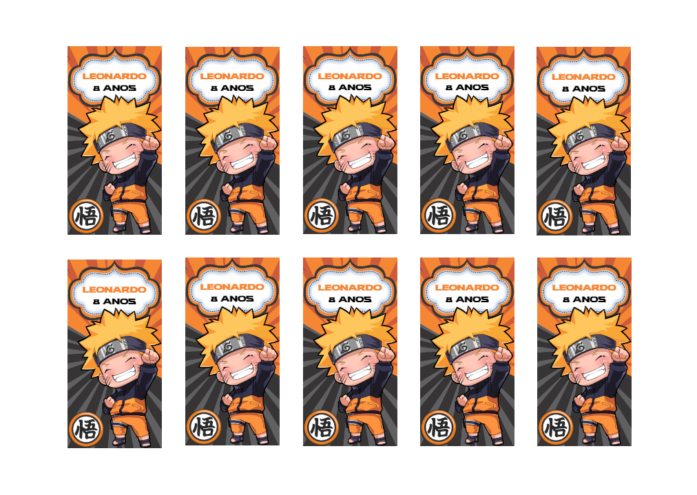 Adesivo de Aniversário Naruto para Editar e Imprimir Adesivo de Aniversário Naruto para Editar e Imprimir