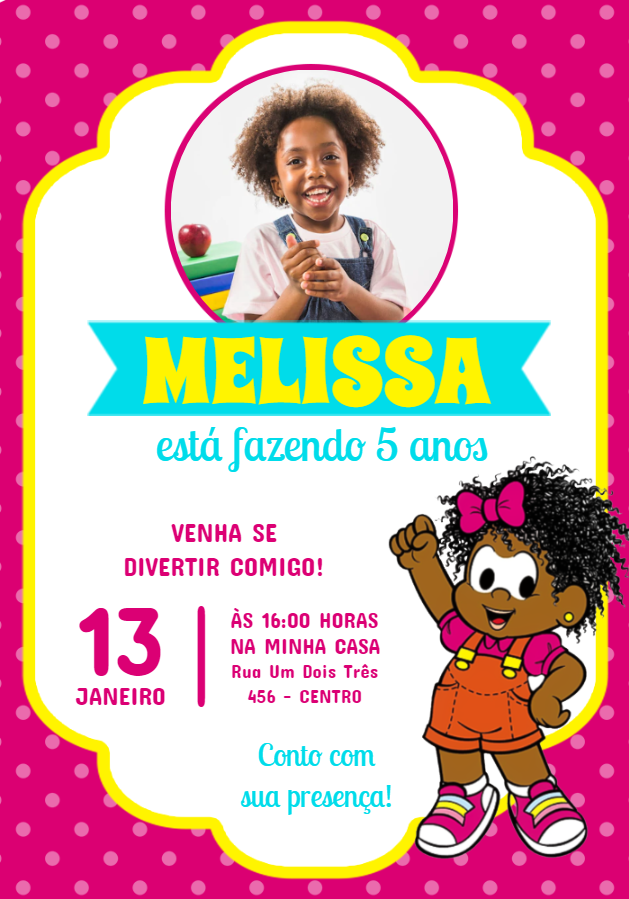 Convite Aniversário Milena Turma da Mônica com Foto para Editar Convite Aniversário Milena Turma da Mônica com Foto para Editar