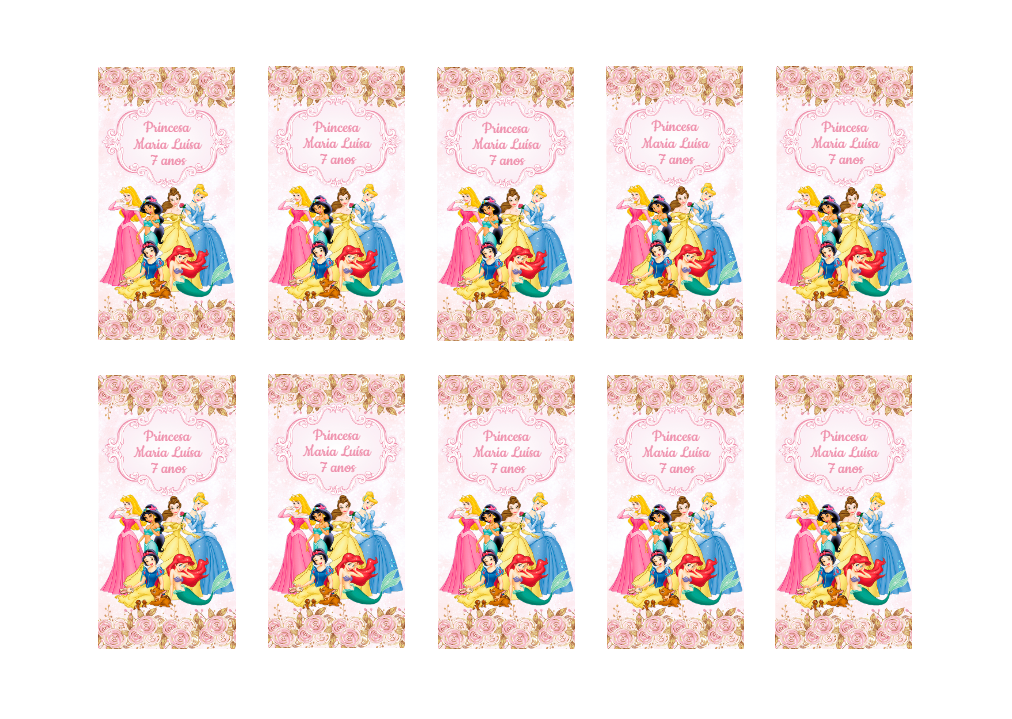 Adesivo Aniversário Princesas da Disney para Editar Online Adesivo Aniversário Princesas da Disney para Editar Online