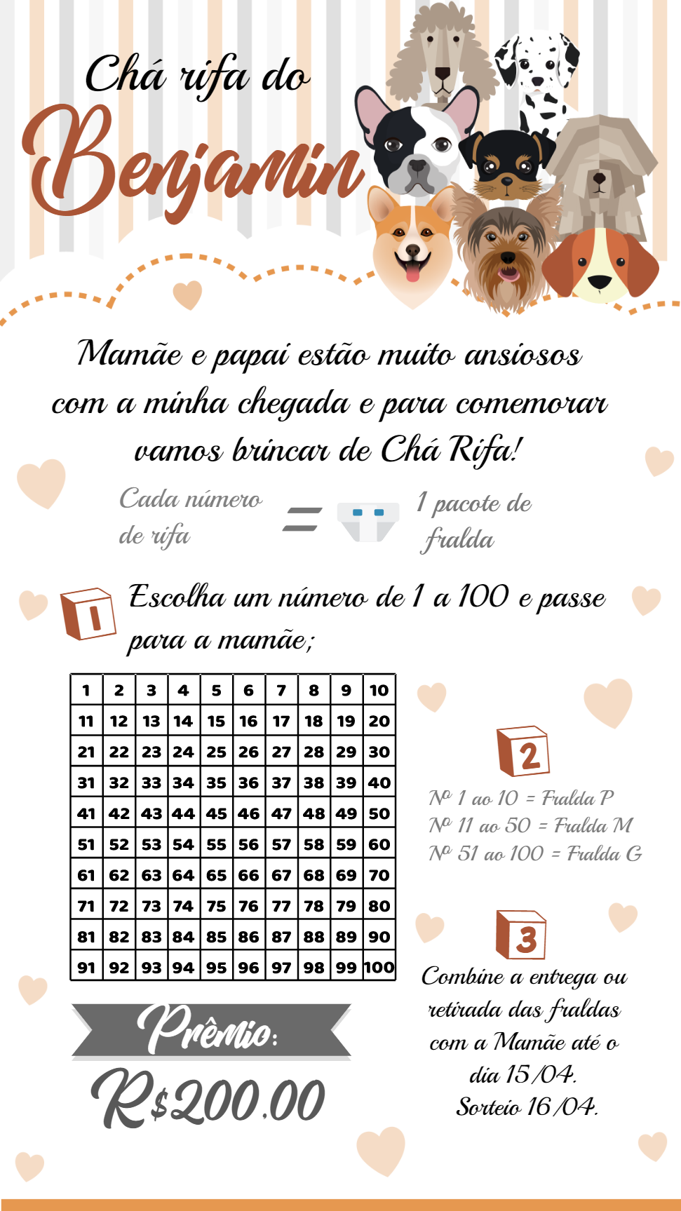 Convite Chá Rifa Pets Cachorrinhos para Editar Online Convite Chá Rifa Pets Cachorrinhos para Editar Online