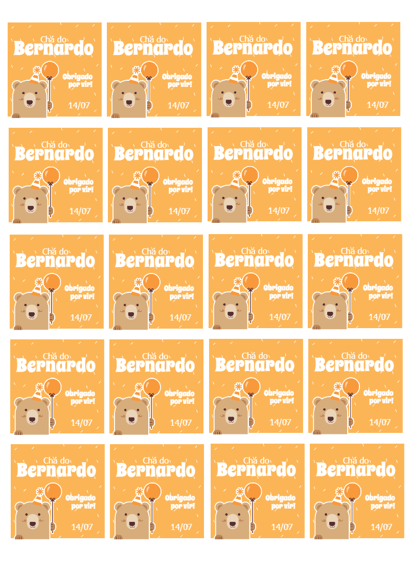 Tag Chá de Bebê Ursinho Fofo para Editar e Imprimir Online Tag Chá de Bebê Ursinho Fofo para Editar e Imprimir Online