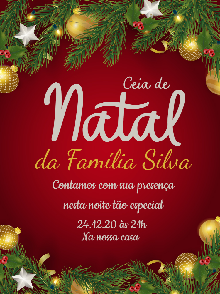 Convite Ceia de Natal Tradicional para Editar Online Convite Ceia de Natal Tradicional para Editar Online