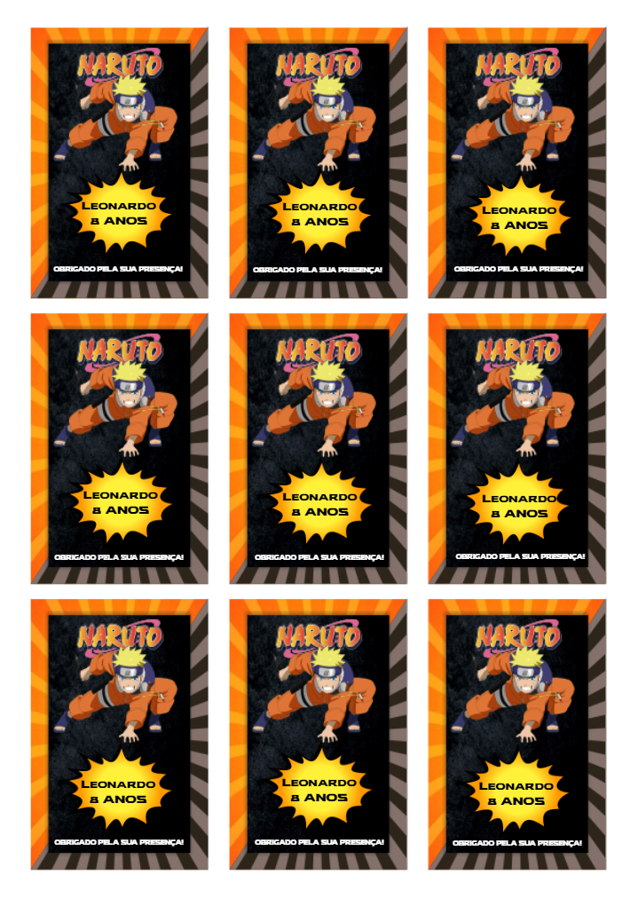 Tag de Aniversário Naruto para Lembrancinha para Editar Online Tag de Aniversário Naruto para Lembrancinha para Editar Online