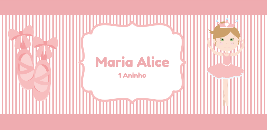 Adesivo de Aniversário Bailarina Editável Online Adesivo de Aniversário Bailarina Editável Online