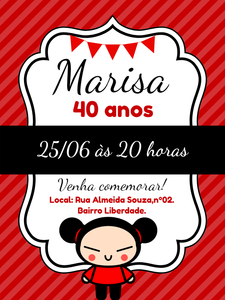 Convite de Aniversário da Pucca para Editar Online Convite de Aniversário da Pucca para Editar Online