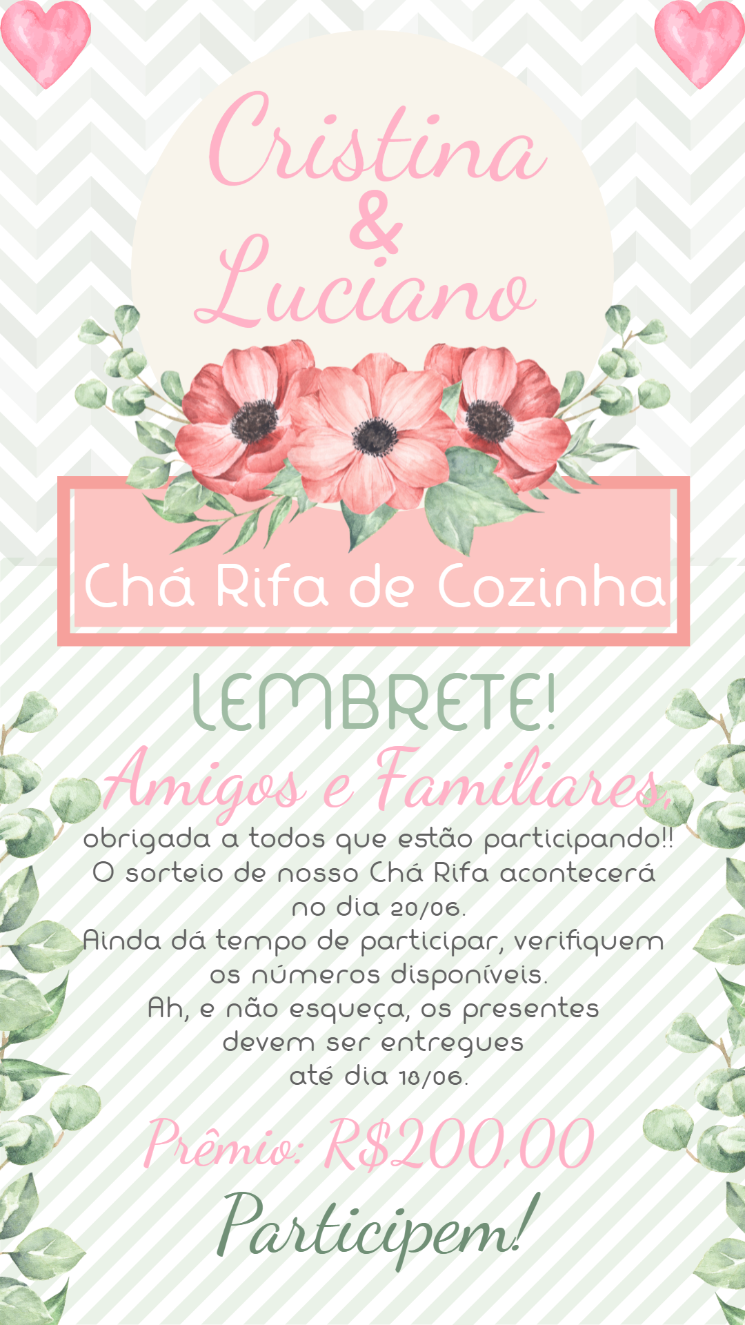 Lembrete de Chá Rifa de Cozinha Floral para Editar Online Lembrete de Chá Rifa de Cozinha Floral para Editar Online