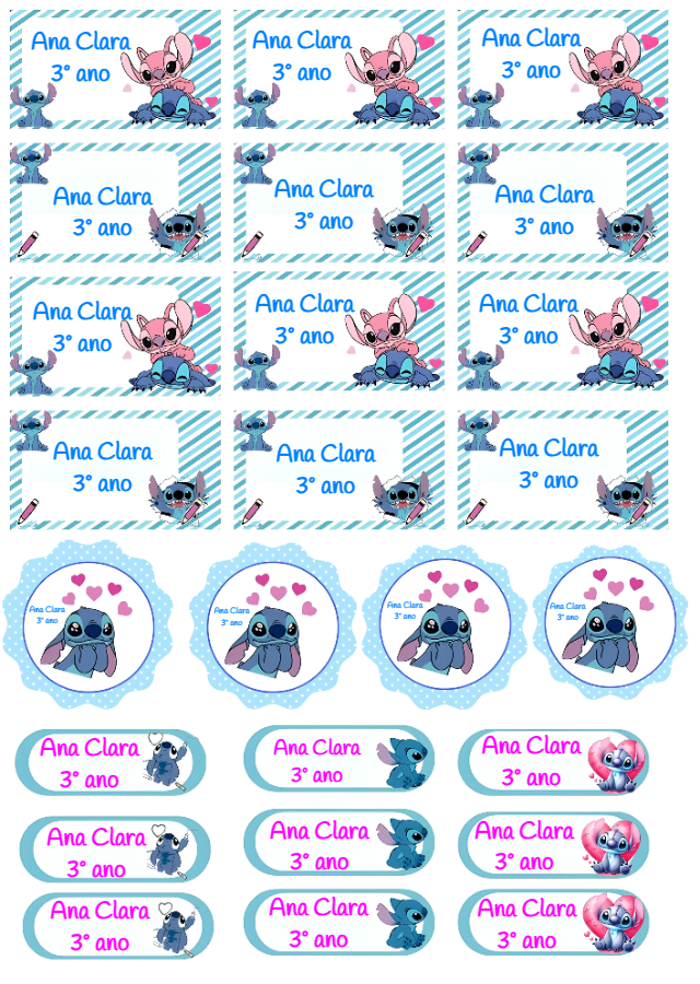 Etiquetas Escolares Stitch e Angel para Editar Online Etiquetas Escolares Stitch e Angel para Editar Online