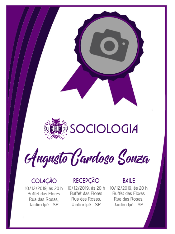 Convite de Formatura Sociologia com Foto para Editar Online Convite de Formatura Sociologia com Foto para Editar Online