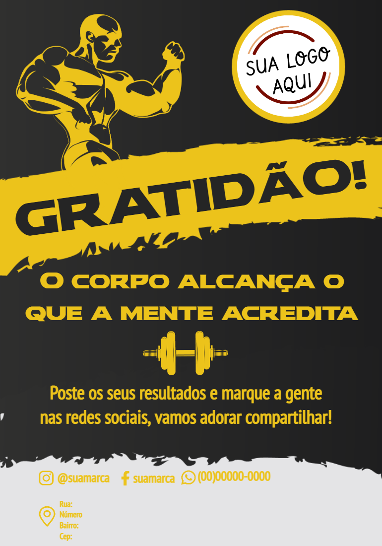 Cartão de Agradecimento Fitness Motivacional para Editar Online Cartão de Agradecimento Fitness Motivacional para Editar Online