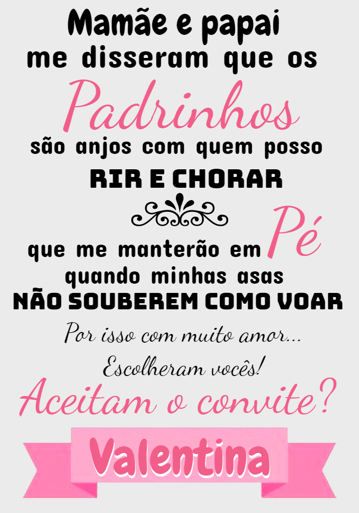Convite para Padrinhos com Mensagem Emocionante para Editar Convite para Padrinhos com Mensagem Emocionante para Editar