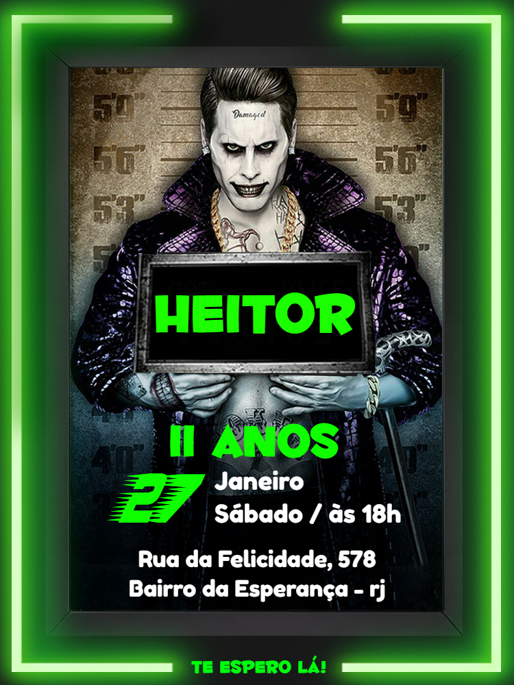 Convite de Aniversário Coringa para Editar Online Convite de Aniversário Coringa para Editar Online