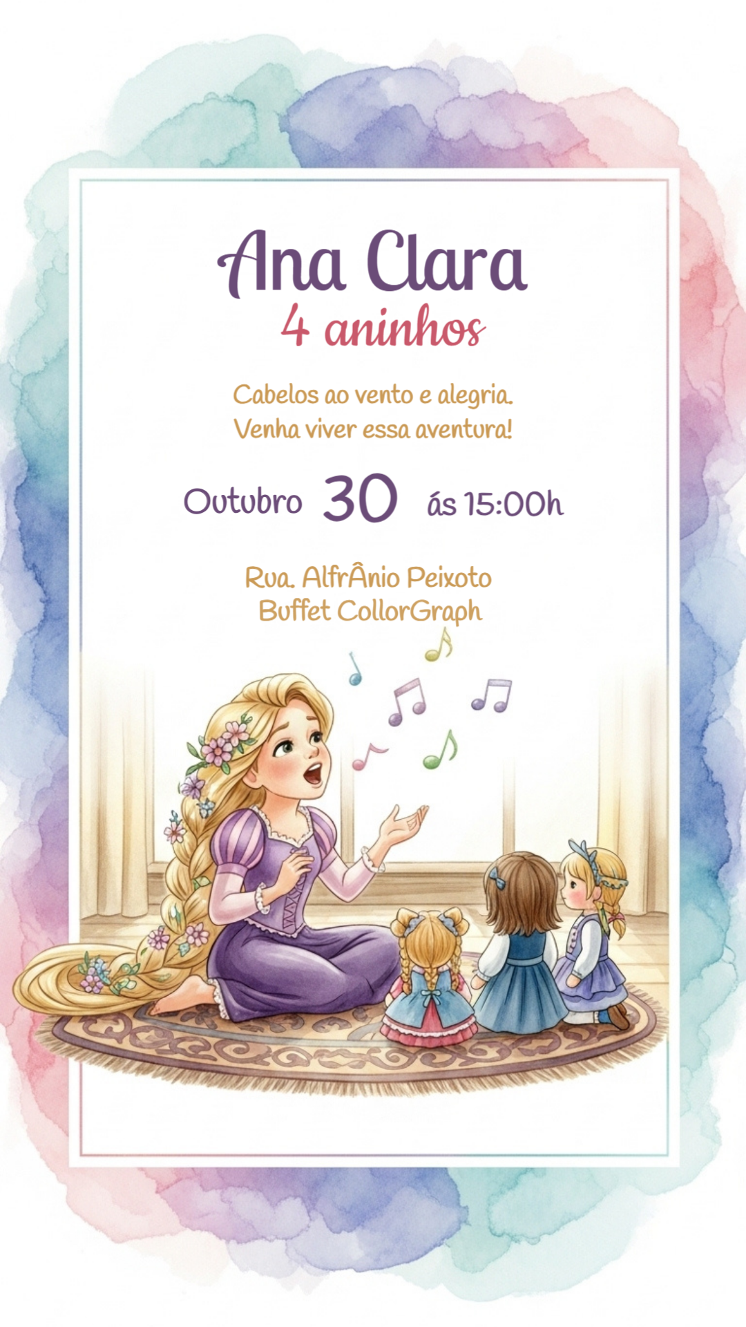Convite de Aniversário Rapunzel Enrolados para Editar Online Convite de Aniversário Rapunzel Enrolados para Editar Online