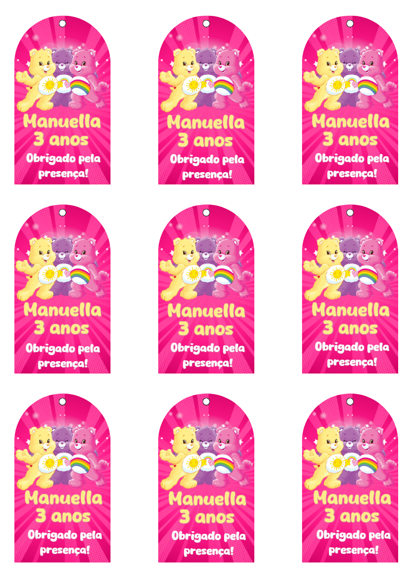 Tag Agradecimento Ursinhos Carinhosos Aniversário para Editar Tag Agradecimento Ursinhos Carinhosos Aniversário para Editar