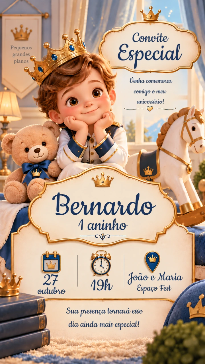 Convite de Aniversário Príncipe para Editar Online Convite de Aniversário Príncipe para Editar Online