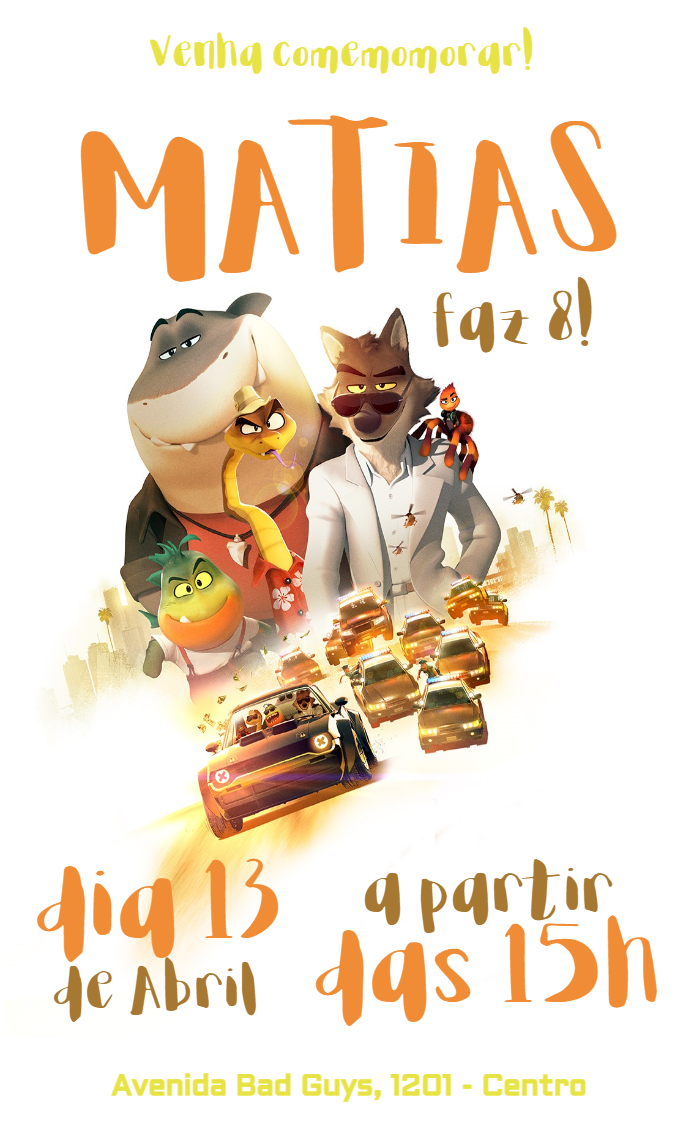 Convite de Aniversário Os Caras Malvados Editável Online Convite de Aniversário Os Caras Malvados Editável Online